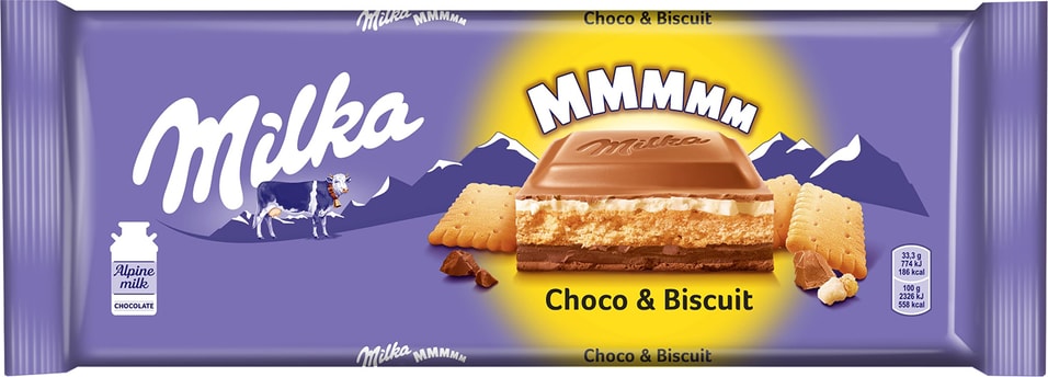 Шоколад Milka Молочный с шоколадной и молочной начинками и печеньем 300г