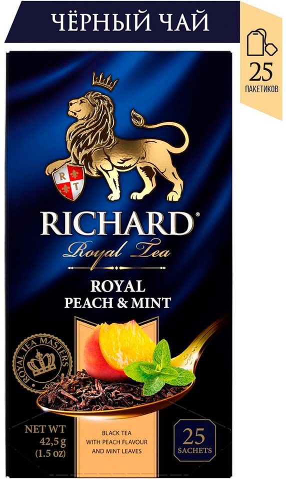 Чай черный Richard Royal Peach & Mint 25*1.7г от Vprok.ru