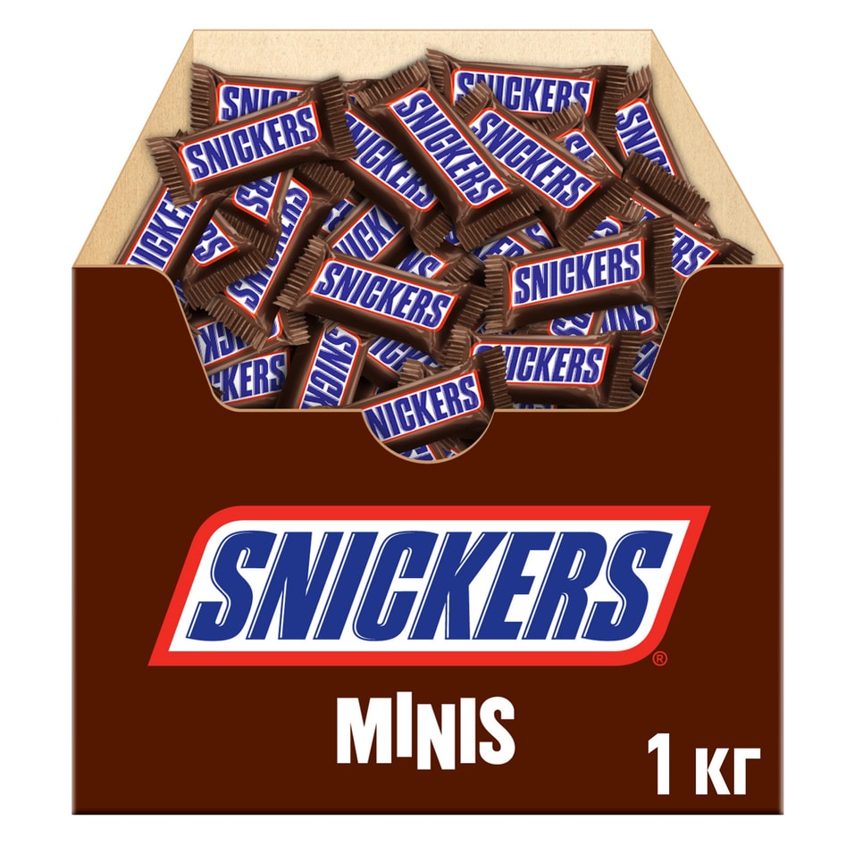 Конфеты шоколадные Snickers minis с карамелью арахисом и нугой 1кг