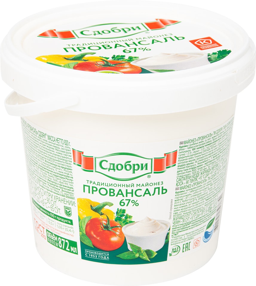 Майонез Сдобри Провансаль 67% 820г
