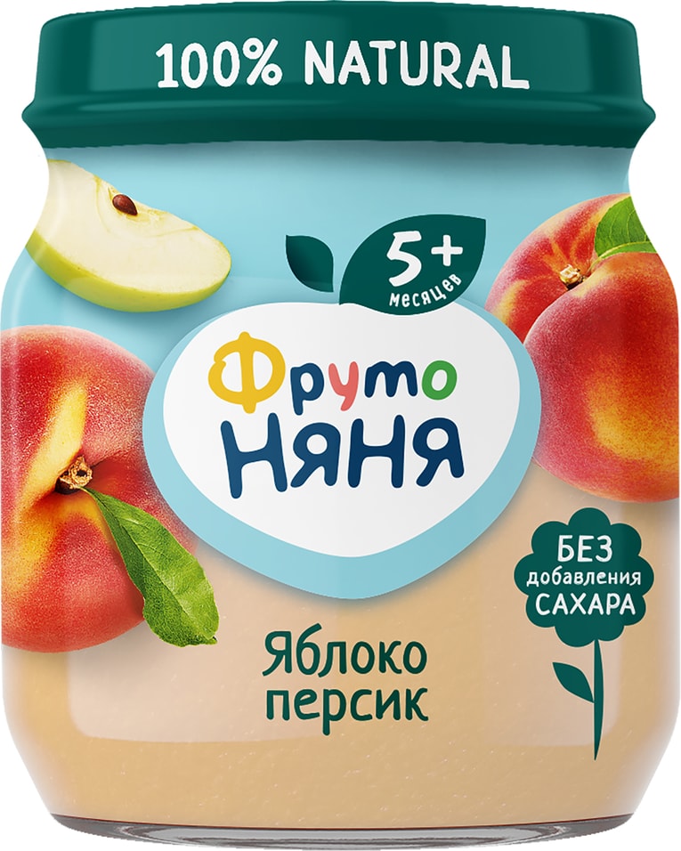 Пюре ФрутоНяня Яблоко персик с 5 месяцев 100г
