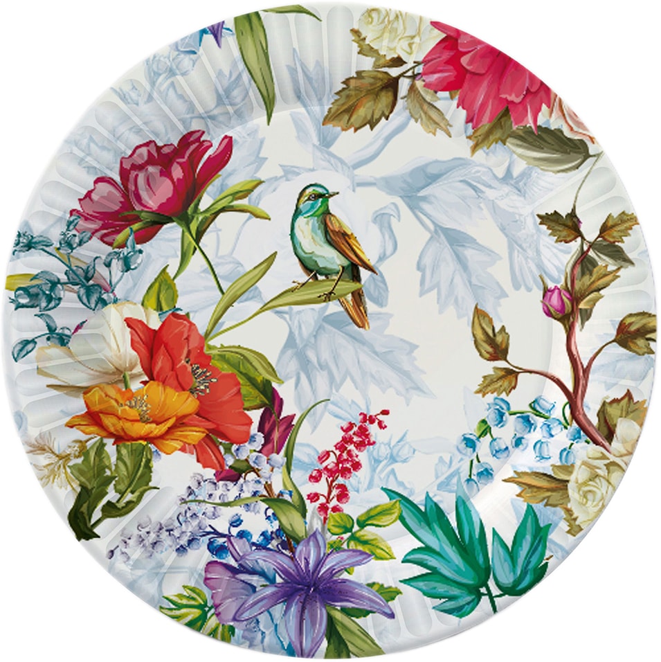 Набор бумажных тарелок ND Play Птицы и цветы 230мм 6шт
