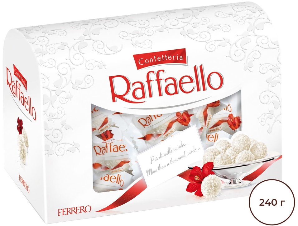 Конфеты Raffaello с цельным миндальным орехом в кокосовой обсыпке 240г 876₽