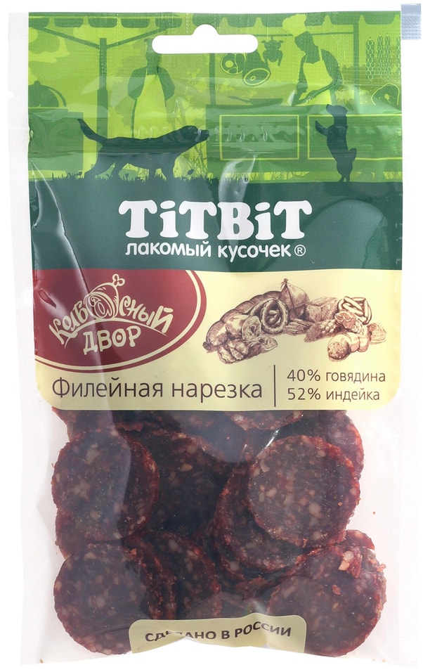 Лакомство для собак TiTBiT Колбасный двор Нарезка Филейная  80г (упаковка 3 шт.)