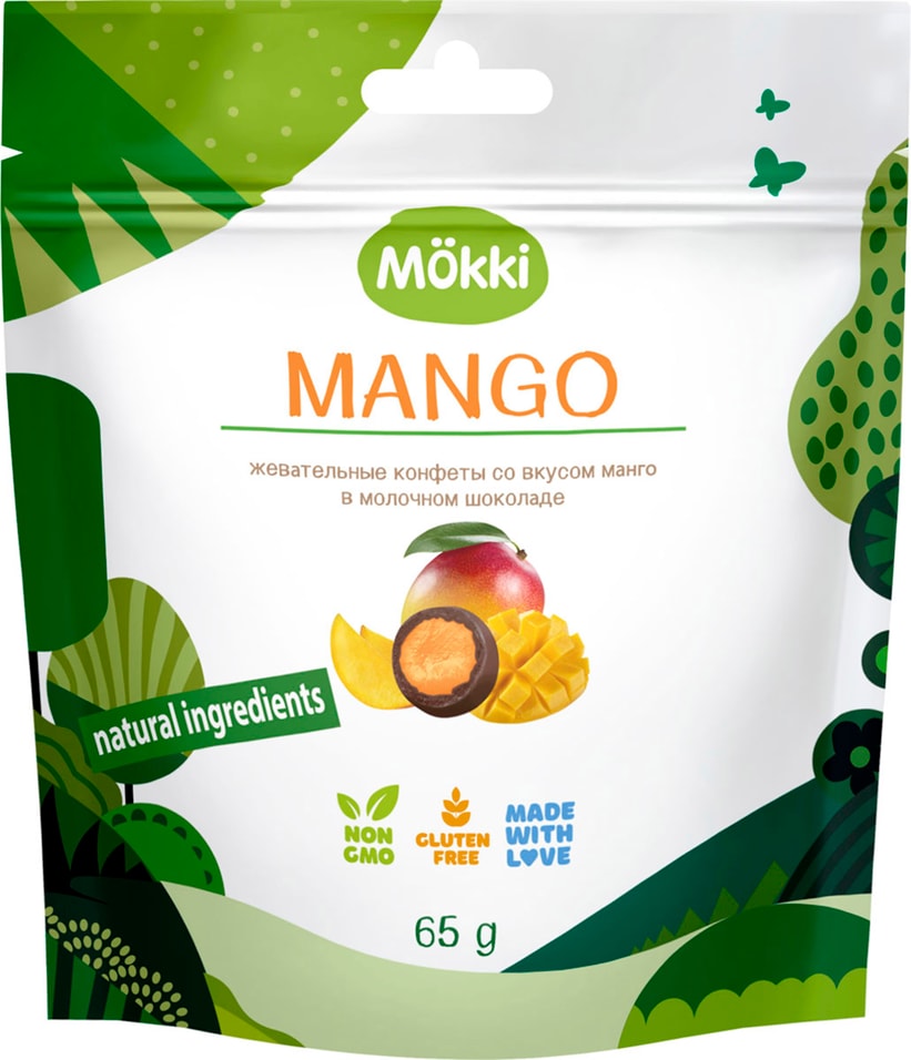 Жевательные конфеты Mokki в молочном шоколаде со вкусом манго 65г 149₽