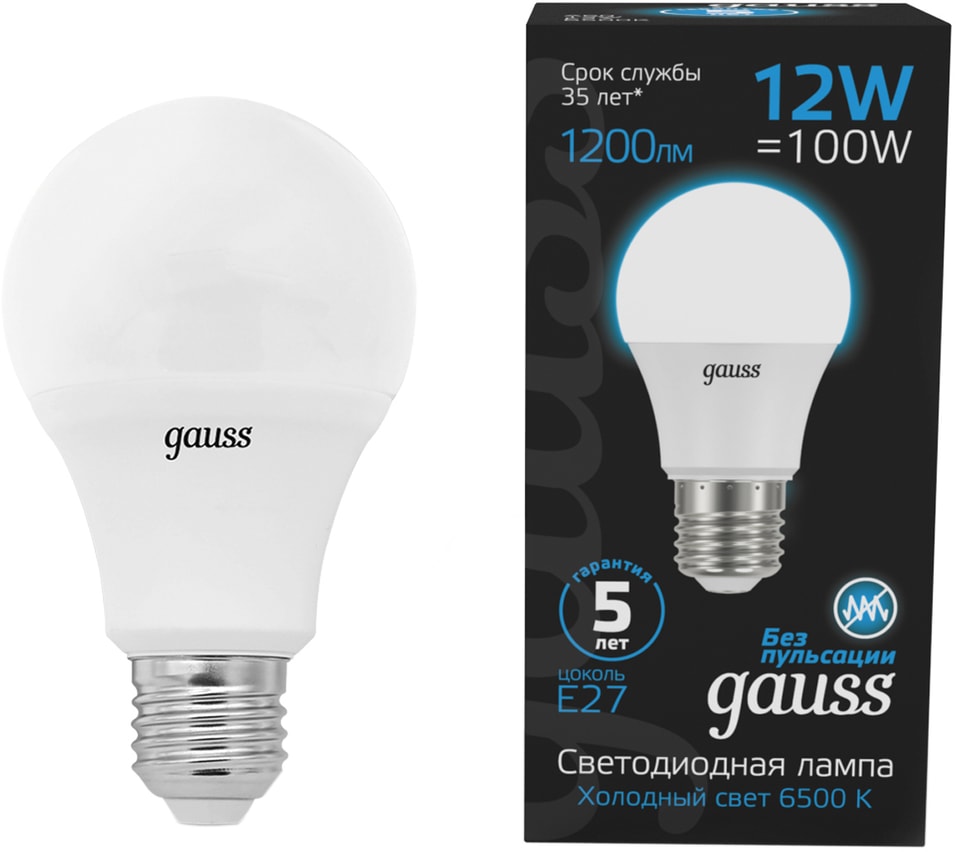 Лампа Gauss A60 12W 1200lm 6500K E27 LED