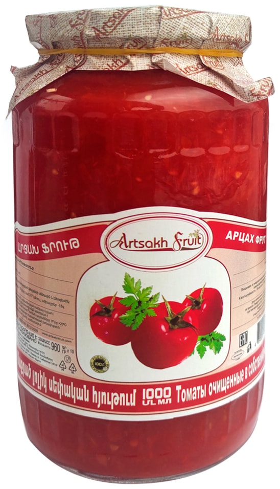 Томаты Artsakh Fruit очищенные в собственном соку 1л