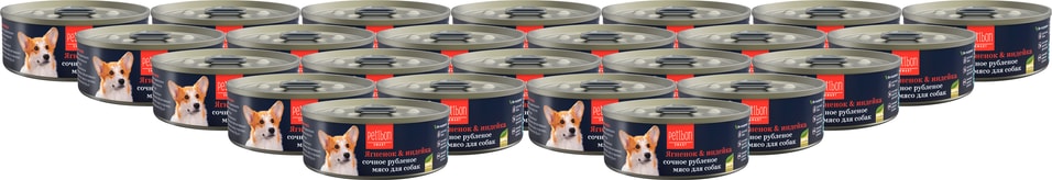 Влажный корм для собак Petibon Smart Рубленое мясо с ягненком и индейкой 100г (упаковка 24 шт.)