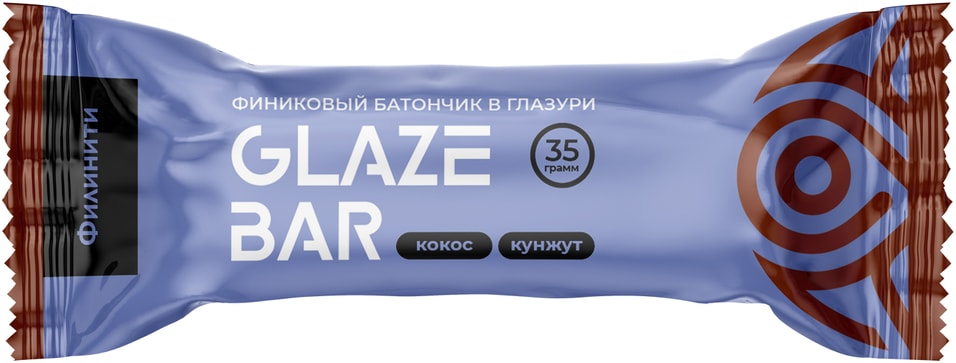 Батончик Филинити Glaze Bar финиковый с кокосом и кунжутом 35г 78₽