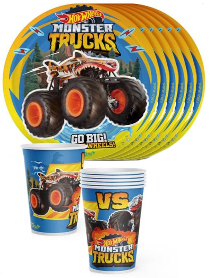 Набор одноразовой посуды PrioritY Hot Wheels Monster Trucks 6 тарелок 6 стаканов
