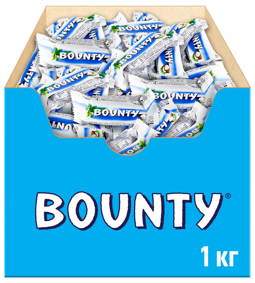 Конфеты шоколадные Bounty mini с нежной мякотью кокоса 1кг