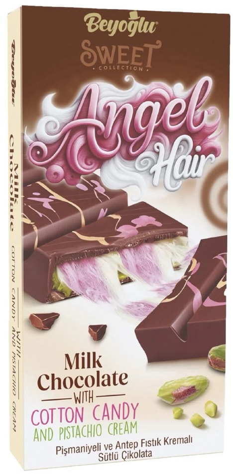 Шоколад Beyoglu Angel Hair Молочный с фисташковой начинкой и пишмание 170г