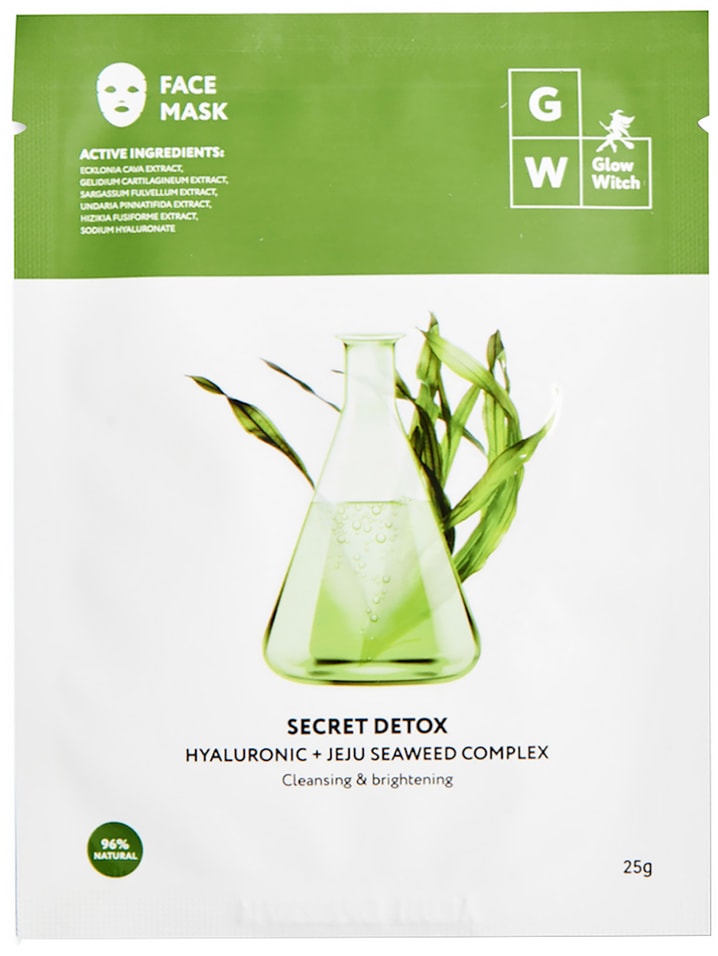 Маска для лица Glow witch тканевая очищающая с гиалуроновая кислотой и водорослями 25г