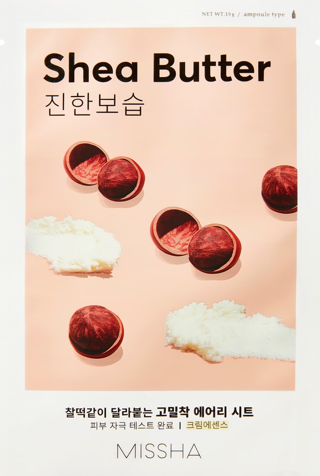 Маска для лица Missha Airy Fit увлажняющая с маслом ши для сухой кожи тканевая 19г 259₽