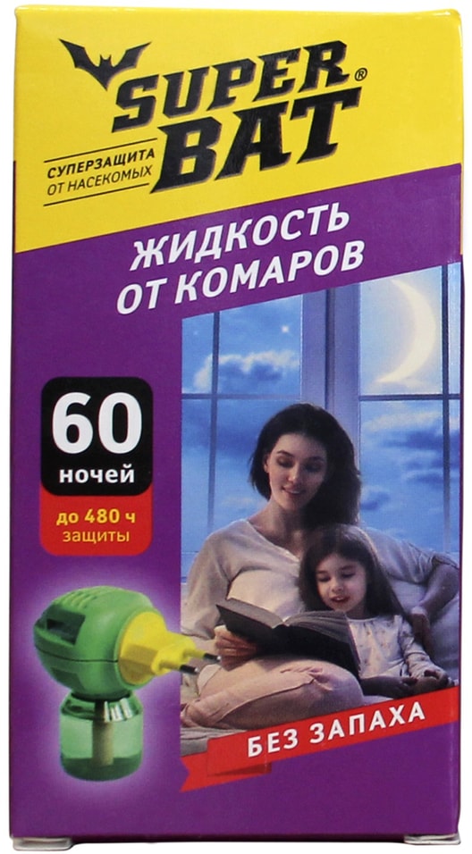 Жидкость от комаров SuperBAT 60 ночей 45мл от Vprok.ru