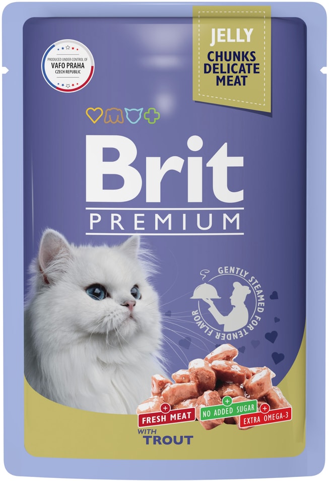 Корм для кошек Brit Premium форель в желе 85г упаковка 14 шт 992₽