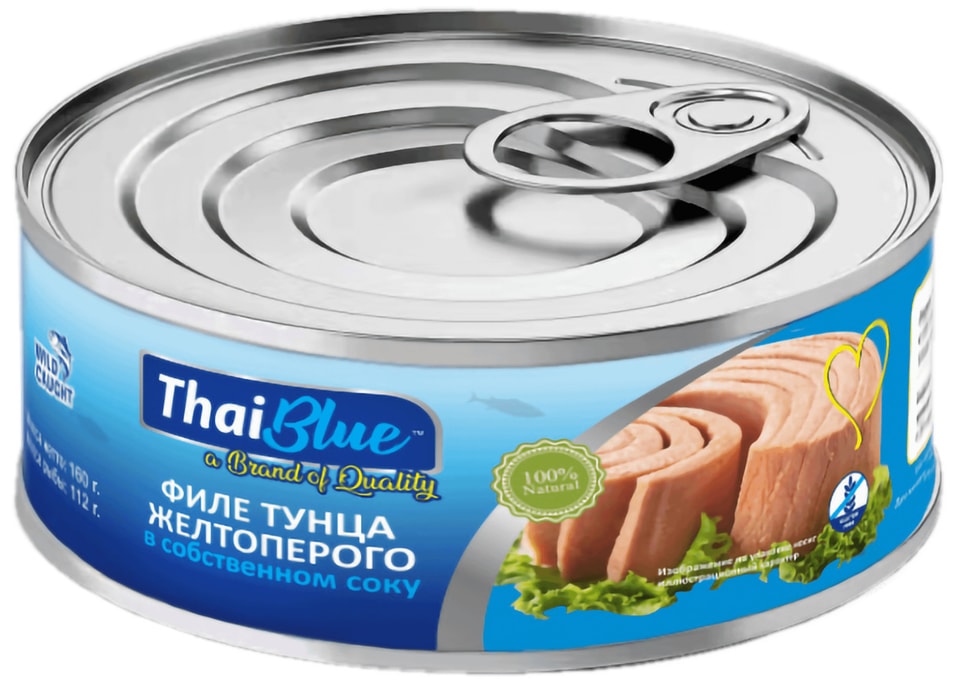 Тунец Thai Blue желтоперый в собственном соку 185г 180₽