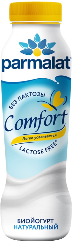 Йогурт питьевой Parmalat Comfort безлактозный натуральный 1.7% 290г