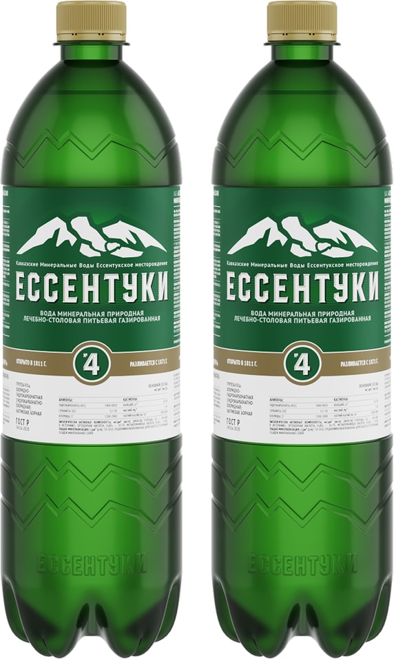 Вода Ессентуки №4 минеральная газированная 1л