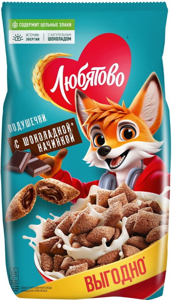 Подушечки Любятово с шоколадной начинкой 500г 190₽