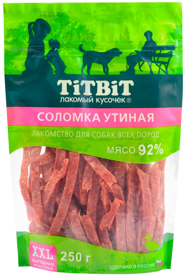 Лакомство для собак TiTBiT Соломка утиная 250г (упаковка 3 шт.)