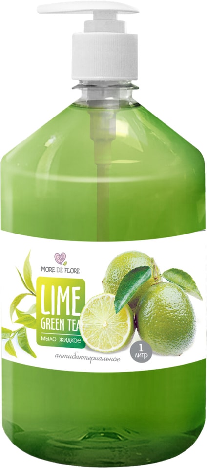 Мыло жидкое More de Flore Лайм и Зеленый чай Антибактериальное 1л