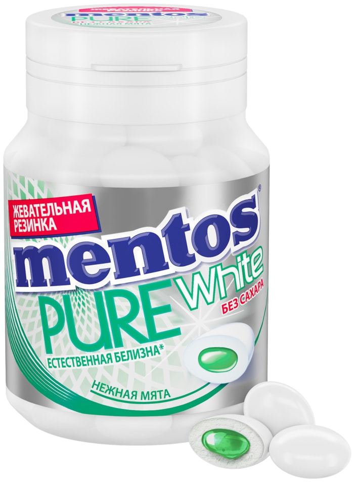 Жевательная резинка Mentos Pure White Нежная мята 54г