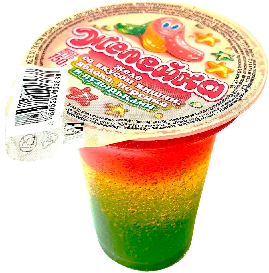 Желе Желейка со вкусом вишни яблока персика с пузырьками 150г