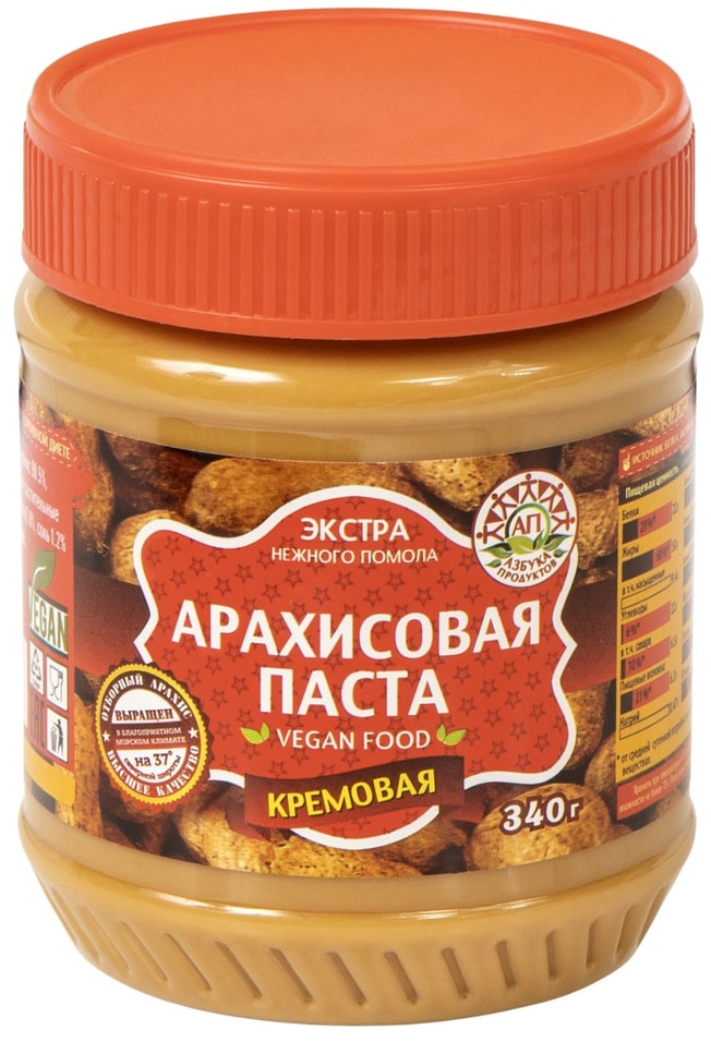 Паста арахисовая Азбука продуктов Экстра кремовая 340г от Vprok.ru