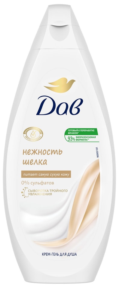 Крем-гель для душа Дав Нежность шелка с драгоценными маслами бессульфатный 250мл