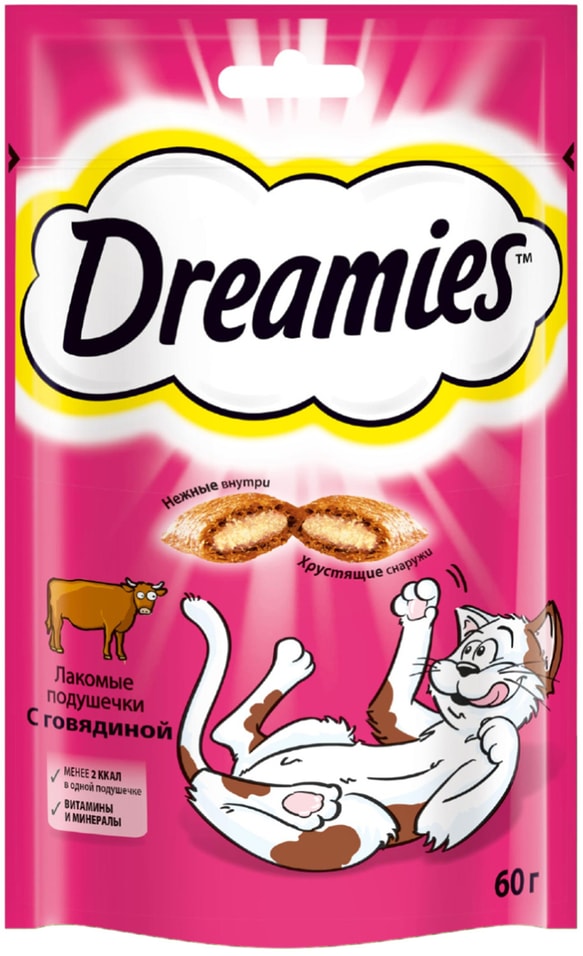 Лакомство для кошек Dreamies подушечки с говядиной 60г