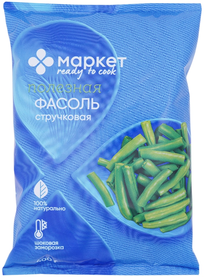 Фасоль стручковая Маркет Перекресток резаная быстрозамороженная 400г