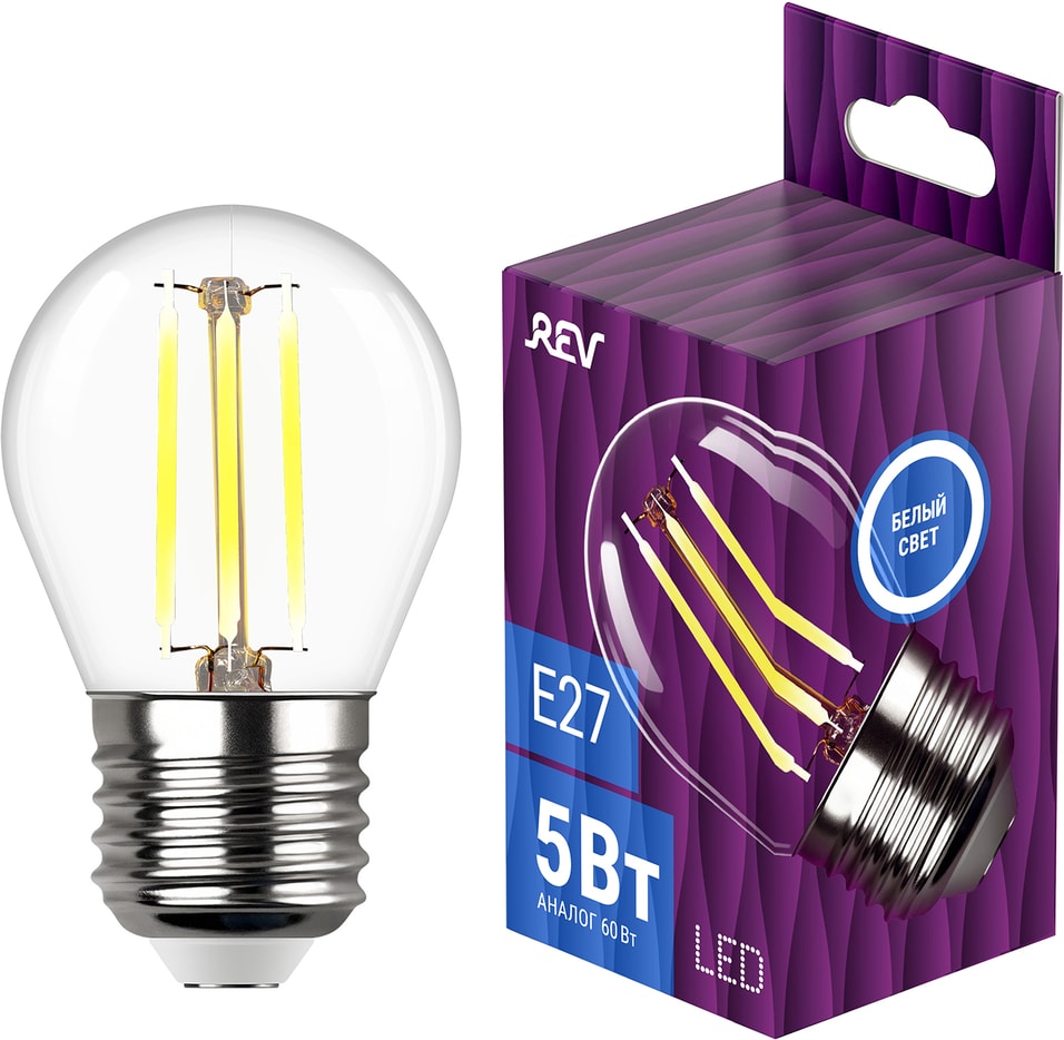 Лампа светодиодная REV Filament E27 5Вт