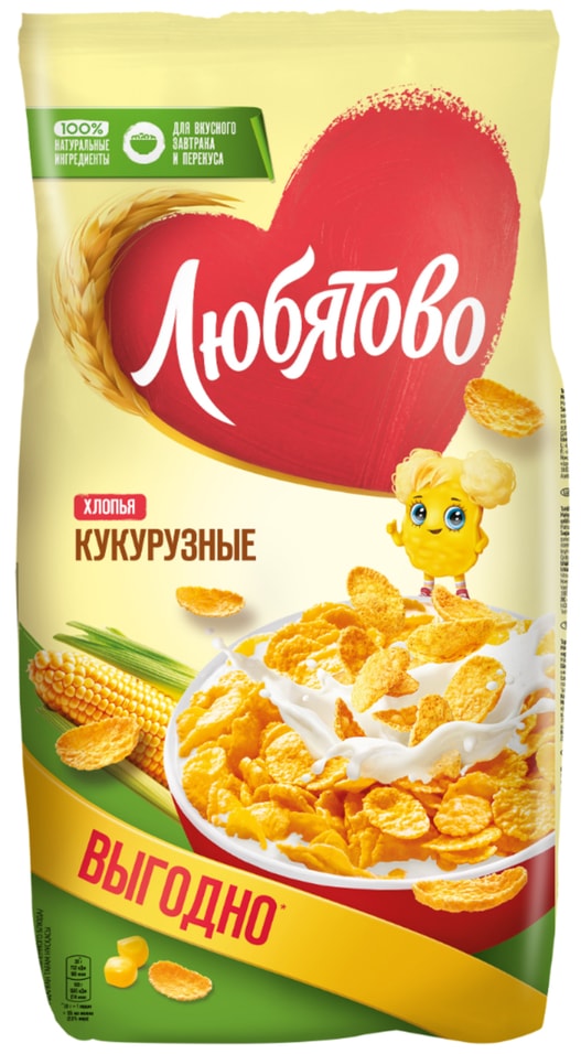 Хлопья Любятово Кукурузные 600г - Vprok.ru Перекрёсток