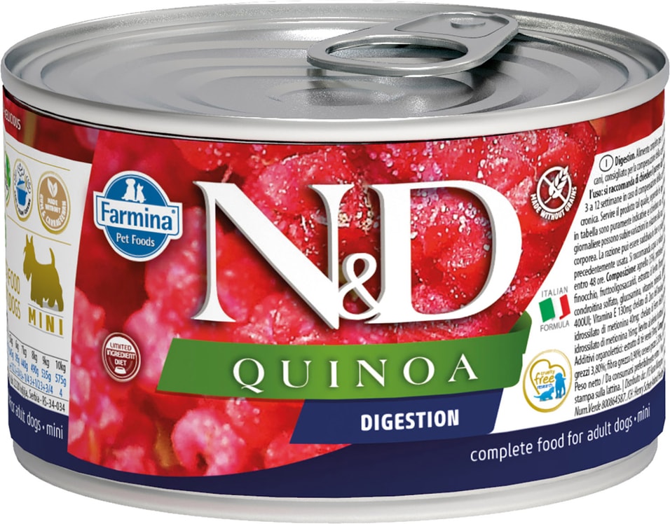 Влажный корм для собак Farmina N&D Dog Quinoa с ягненком фенхелем и киноа для поддержки пищеварения для мелких пород 140 (упаковка 6 шт.)