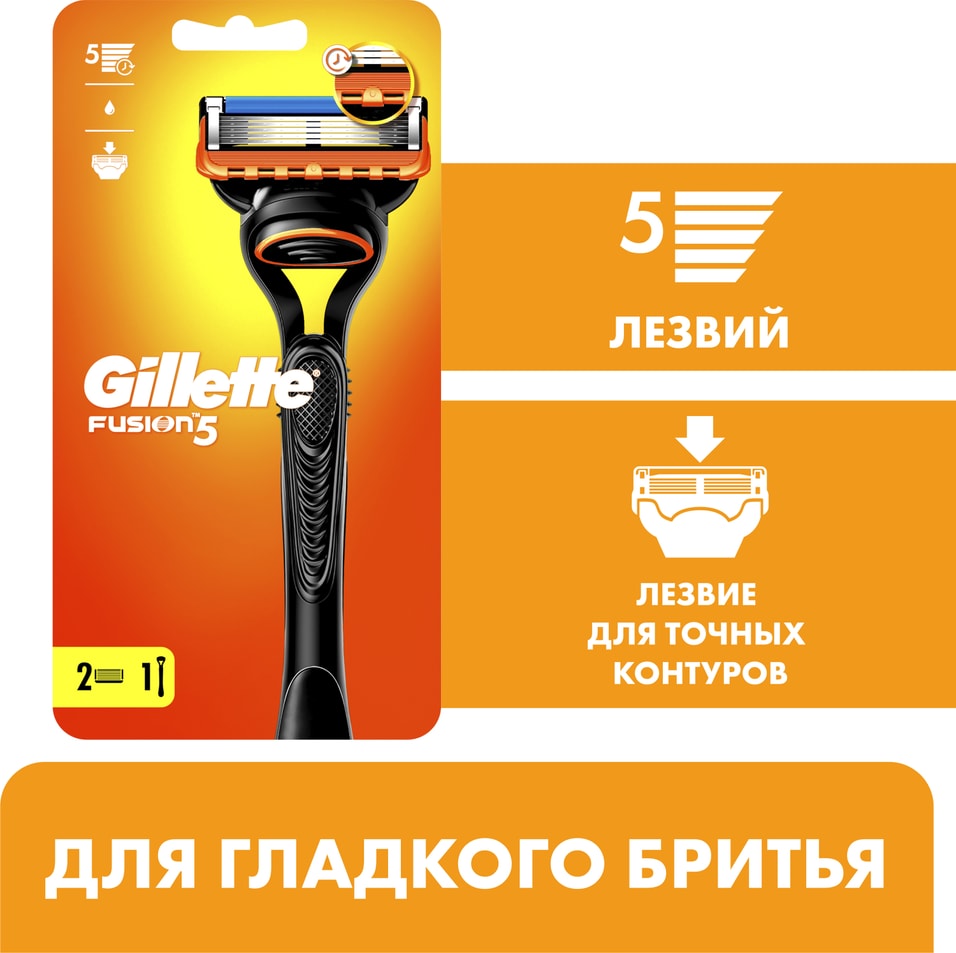 Бритва Gillette Fusion с 2 сменными кассетами 1404₽