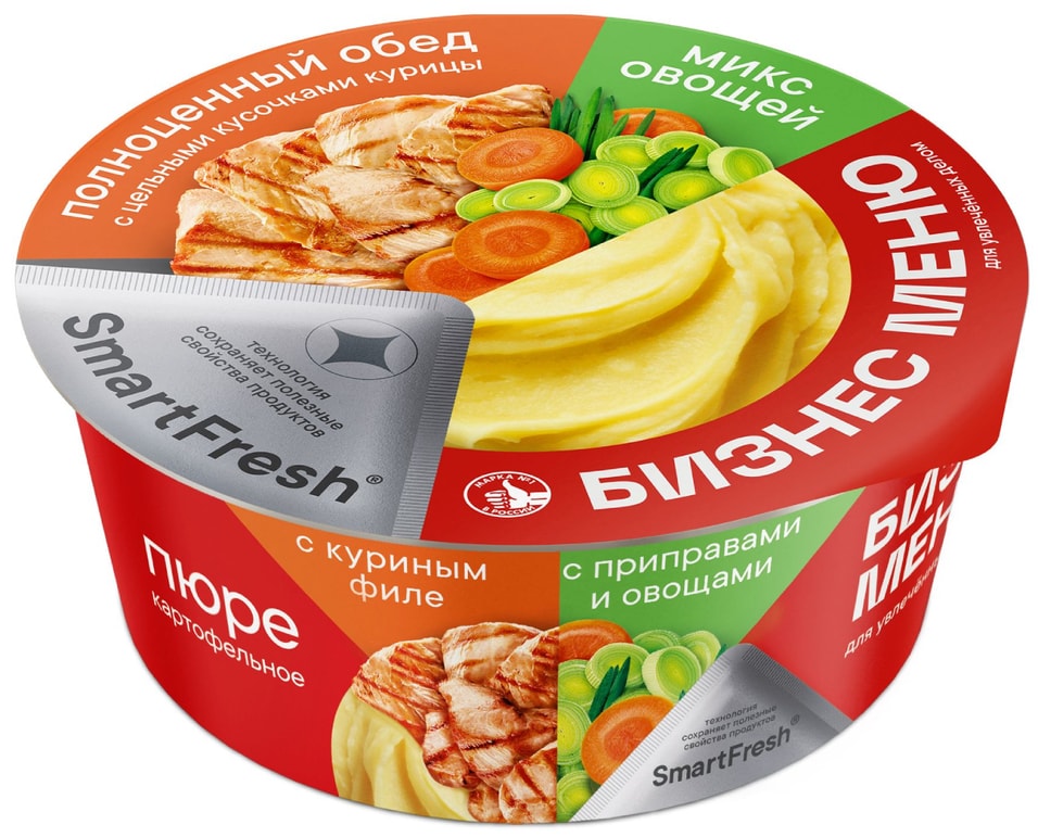 Пюре Бизнес меню Куриное филе приправы и овощи 110г
