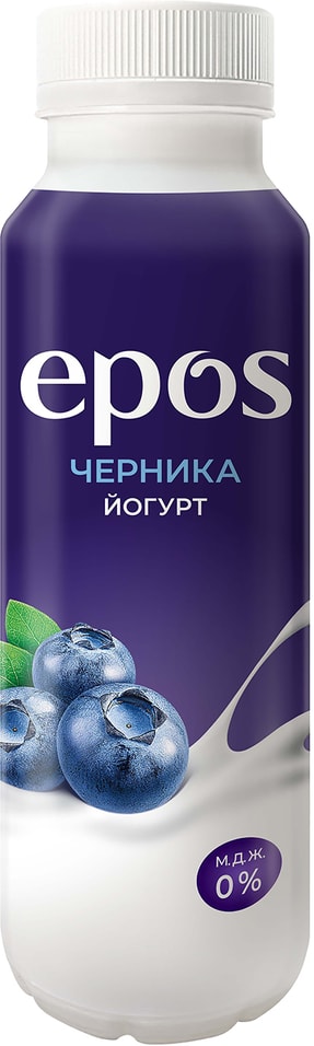 Йогурт питьевой Epos с черникой обезжиренный 250г