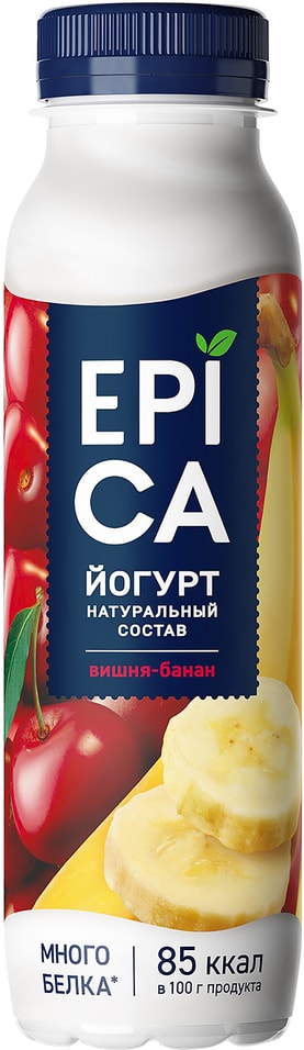 Йогурт питьевой Epica Вишня-банан 25 260г 66₽