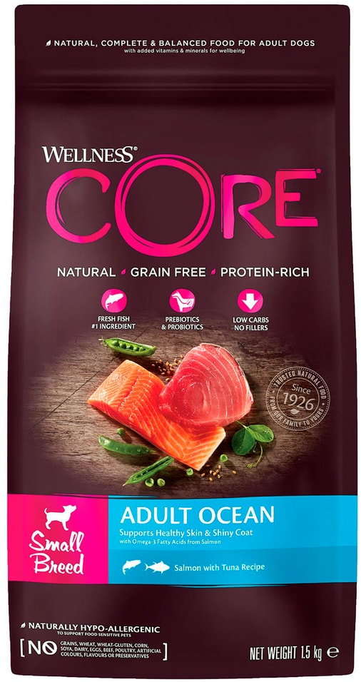 Сухой корм для собак Core из лосося с тунцом для мелких пород 1.5кг