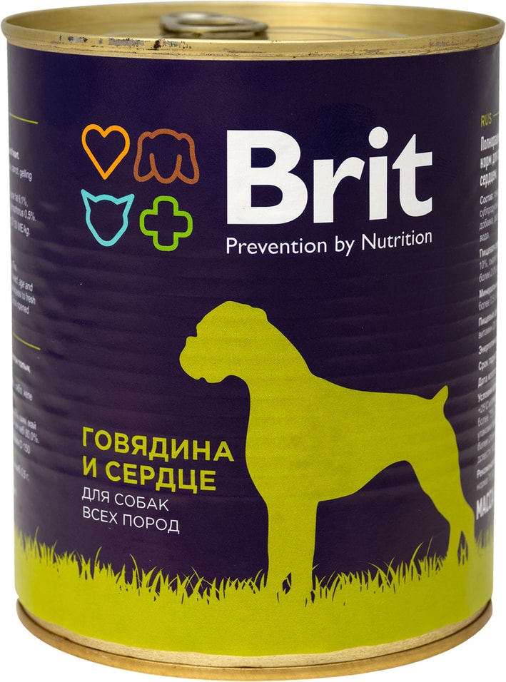 Корм для собак Brit Говядина и сердце 850г 188₽