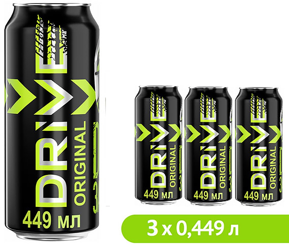 Напиток Drive me Original энергетический 449мл (упаковка 3 шт.)