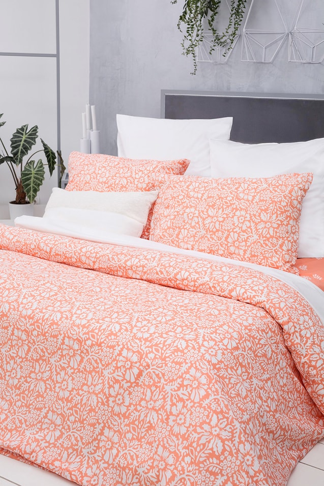 Комплект постельного белья S&J 2-спальный Нуга персиковая наволочки 70*70см