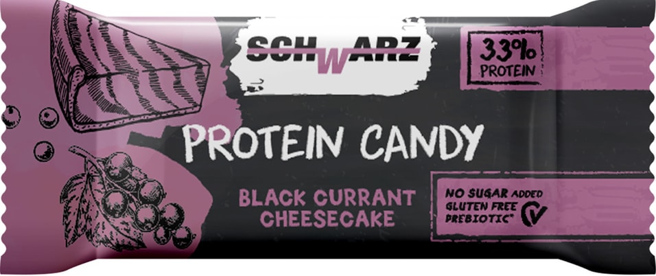 Батончик протеиновый Schwarz 33% Чизкейк с черной смородиной в йогурте 20г
