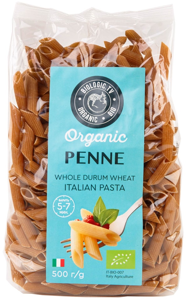 Паста Biologic.tv из цельнозерновой муки Перья 500г