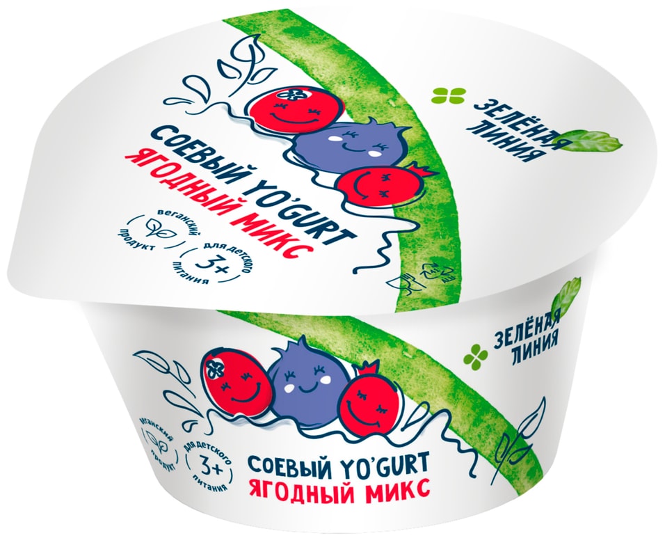 Продукт соевый Yogurt Зеленая Линия ягодный микс 130г