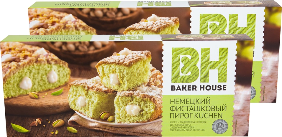 Пирог Baker House Kuchen Немецкий фисташковый 350г (упаковка 2 шт.)