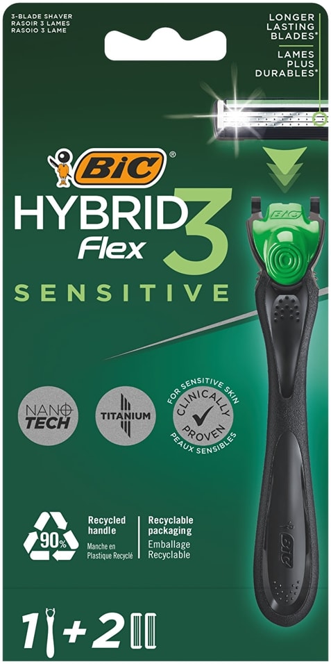 Бритвенный станок Bic Hybrid 3 Flex Sensitive с 2 сменными кассетами