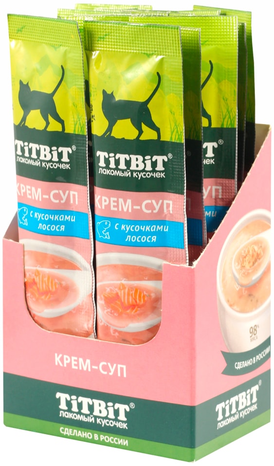 Крем-суп для кошек TiTBiT Лакомый кусочек с лососем 10г16шт 449₽