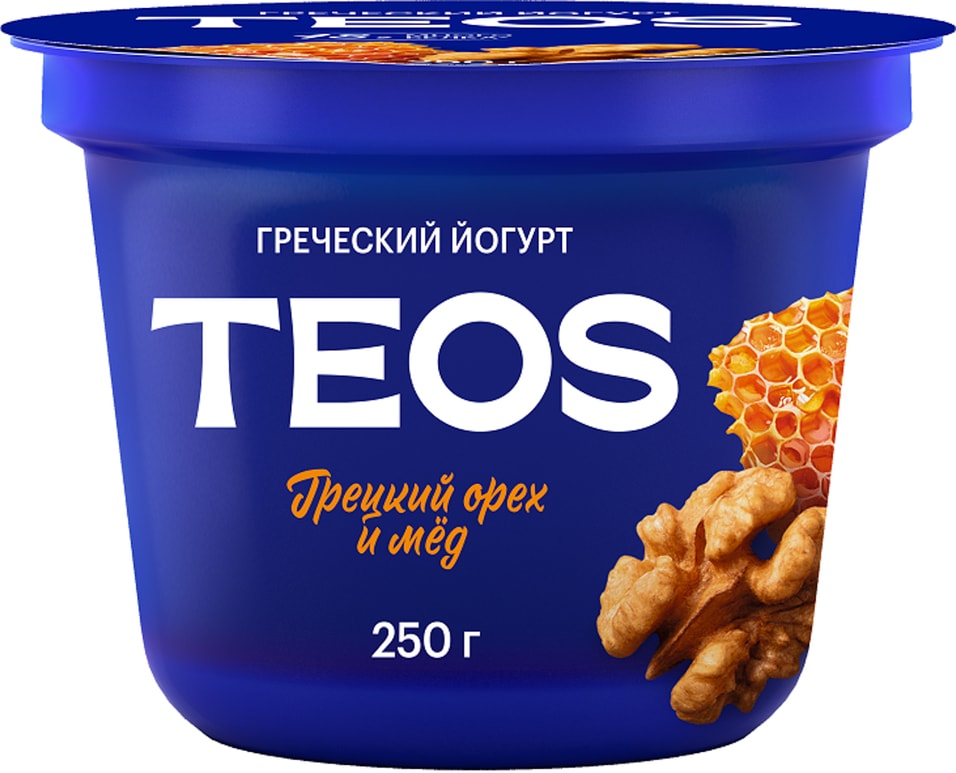 Йогурт Teos Греческий Грецкий орех-мед 2% 250г